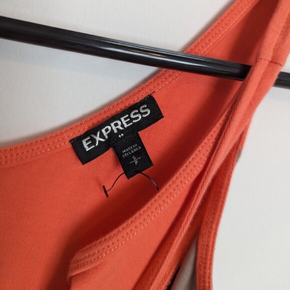 Express flare mini dress orange white tan color block size XS - Picture 5 of 9